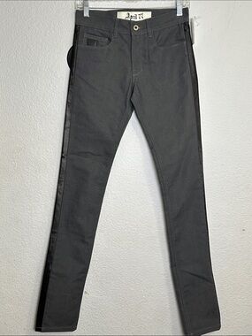 April‎ 77 Denim Joey Munich Tuxedo Skinny Jeans Gray Black Stripe Size 26 NWT